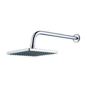 Regadera ABS Acquabela Spezia Cuadrada Cromada 8" Brazo 40cm 1 Función